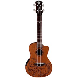 Luna Tattoo Mahogany Concert Acoustic-Electric Ukulele Mahogany with Tattoo Laser Etching and Satin Finish