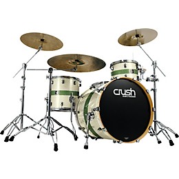 Crush Drums & Percussion Sublime Maple 4-Piece Shell Pack with 22" Bass Drum White Sparkle With Lime Green Stripe
