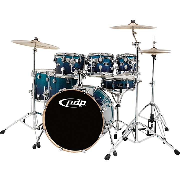PDP by DW X7 Maple 7 Piece Lacquer Shell Pack Royal Blue Sparkle