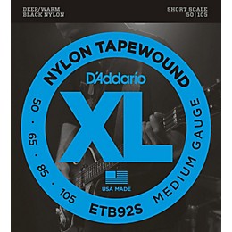 D'Addario ETB92S Black Nylon Tapewound Short Scale Bass Strings