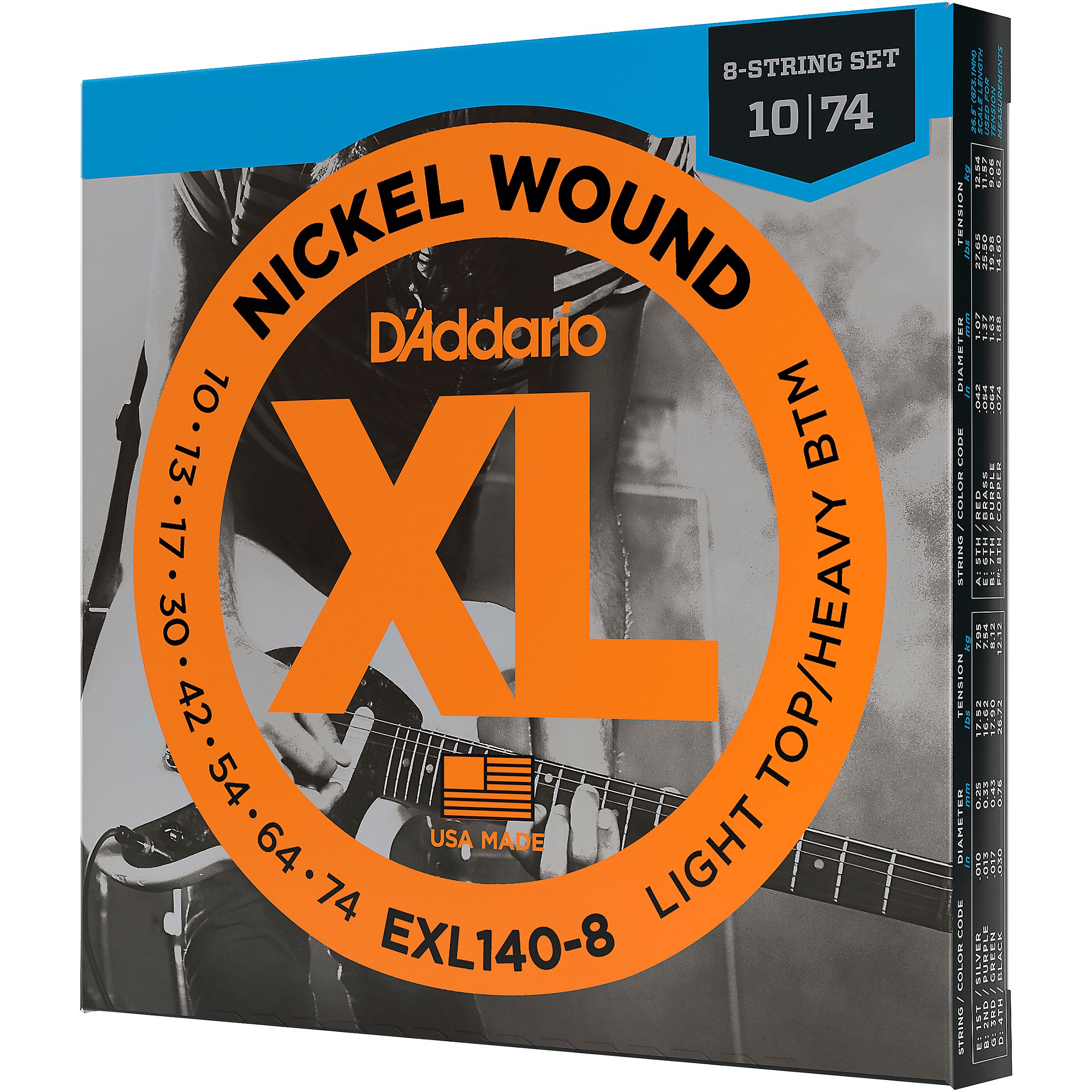 D'Addario EXL140 Light Top Heavy/Bottom 8-String Electric