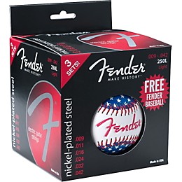 Fender 250L Electric Guitar Strings 3-Pack with Free Baseball