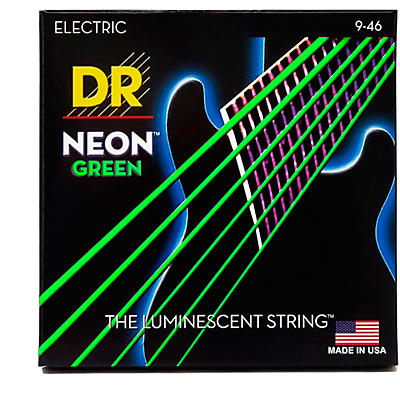 Dr Strings Neon Hi-Def Green Superstrings Light Top Heavy Bottom Electric Guitar Strings for sale