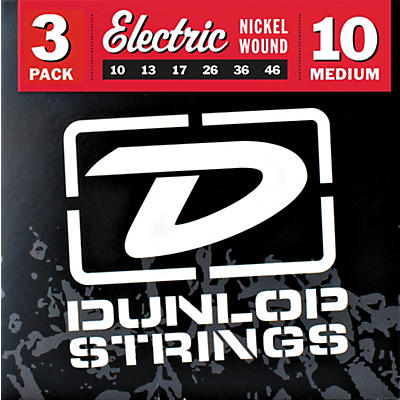 Dunlop Nickel Plated Steel Electric Guitar Strings Medium 3-Pack for sale