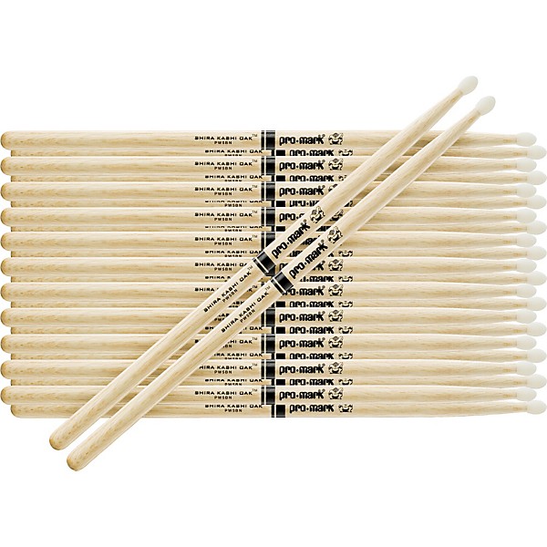 Promark 12-Pair Japanese White Oak Drum Sticks Nylon Jazz