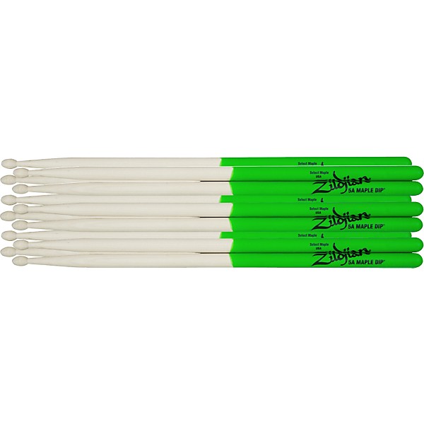 Zildjian Maple Green DIP Drumsticks 6-Pack 5A Wood Tip