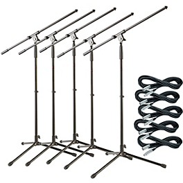 Musician's Gear Tripod Mic Stand With 20' Mic Cable 5-Pack