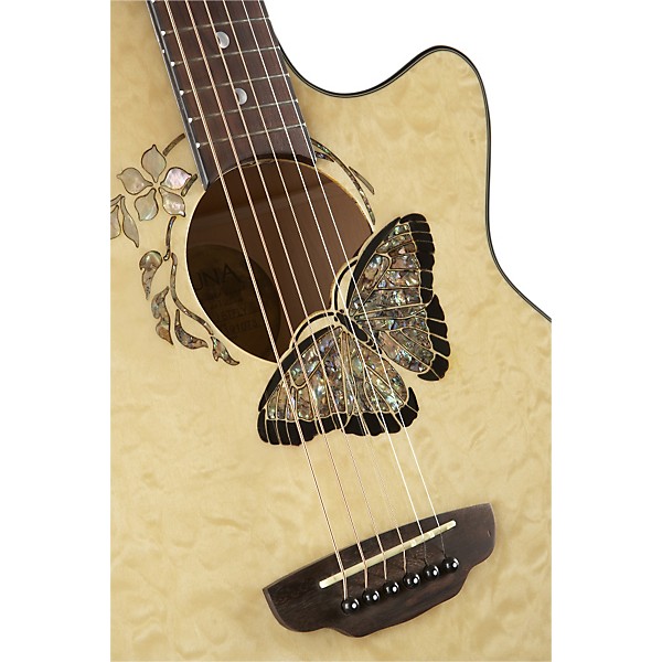 Luna Fauna Butterfly Acoustic-Electric Guitar Transparent Natural