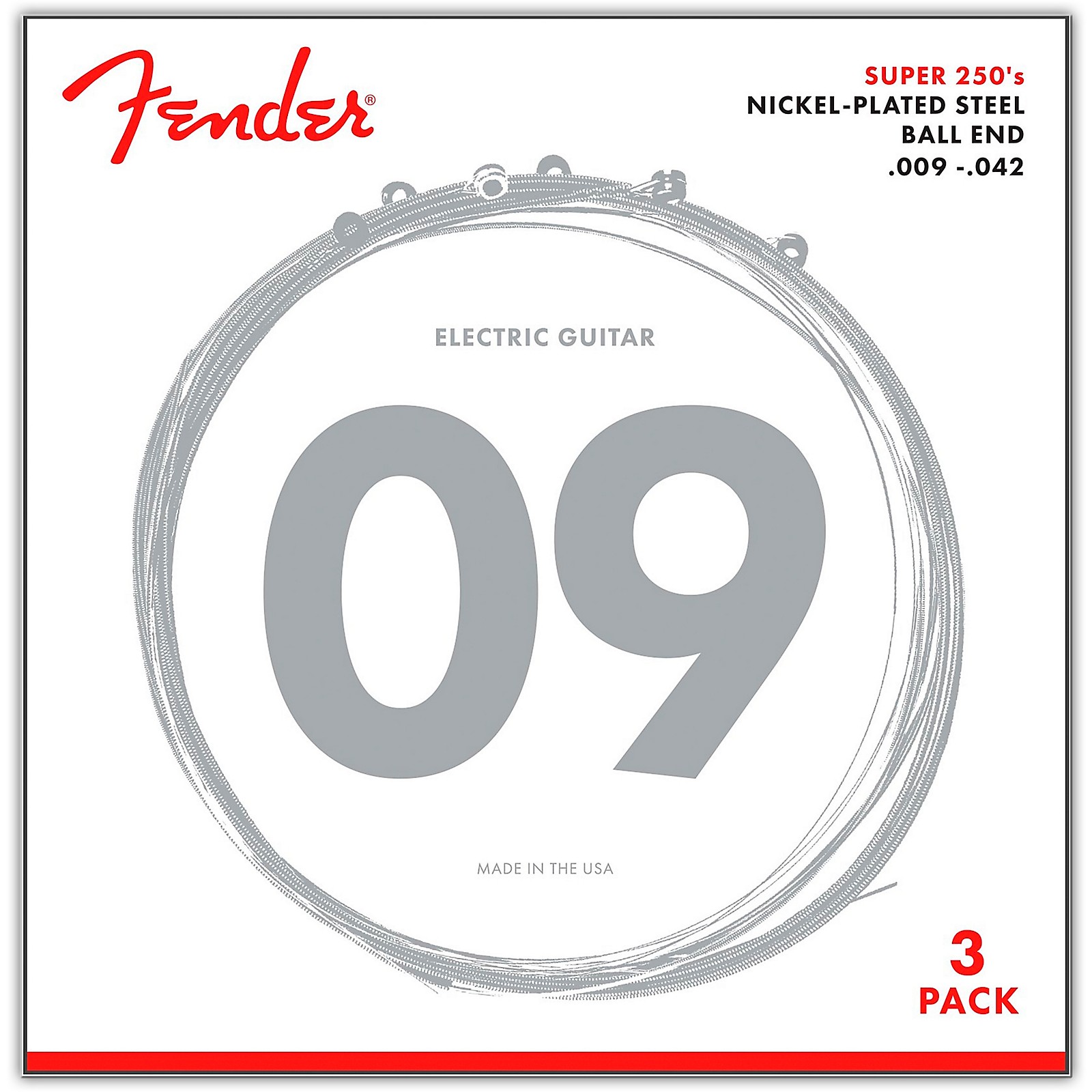Fender 250L Super 250 NickelPlated Steel Electric Guitar Strings 3