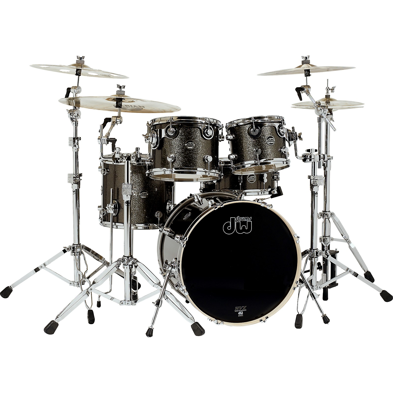 Dw Performance Series 5 Piece Shell Pack Pewter Sparkle With Chrome