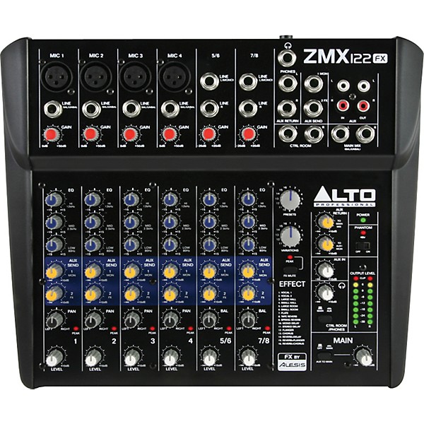 Alto Zephyr Series ZMX122FX 8-Channel Compact Mixer with Effects