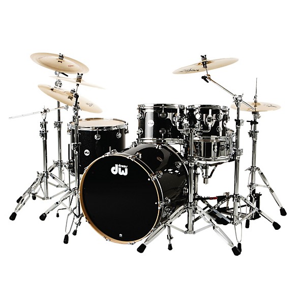 DW Collector's Series 4-Piece Shell Pack With 23" Bass Drum Black Ice Chrome Hardware