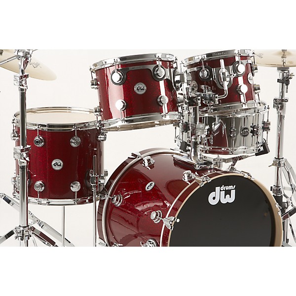 DW Collector's Series 4-Piece Double Bass Drum Shell Pack Ruby Red Glass Chrome Hardware