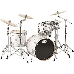 DW SSC Collectors Series 4-Piece Finish Ply Shell Pack With 22" Bass Drum Satin White Twisted Chrome Hardware