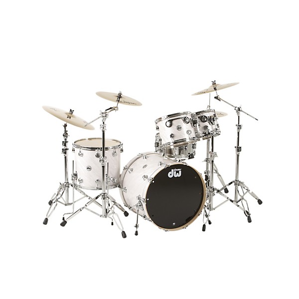 DW SSC Collectors Series 4-Piece Finish Ply Shell Pack With 22" Bass Drum Satin White Twisted Chrome Hardware