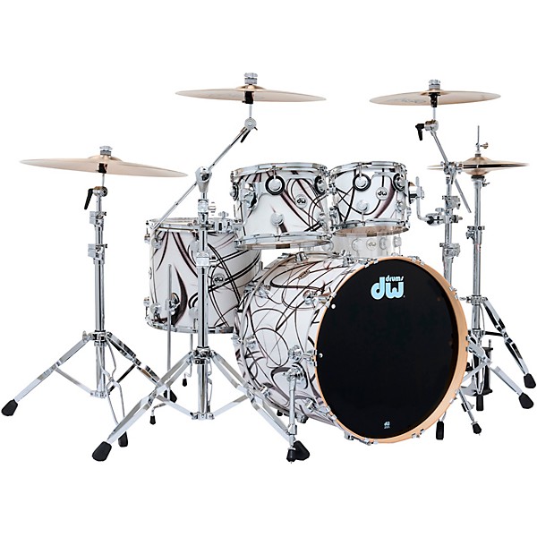 DW SSC Collectors Series 4-Piece Satin Oil Shell Pack With 22" Bass Drum White Glass Contrail Finish Ply