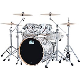 DW SSC Collectors Series 4-Piece Satin Oil Shell Pack With 22" Bass Drum White Glass Contrail Finish Ply