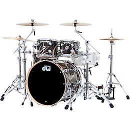 DW SSC Collectors Series 4-Piece Satin Oil Shell Pack With 22" Bass Drum Smoke Glass Contrail Finish Ply