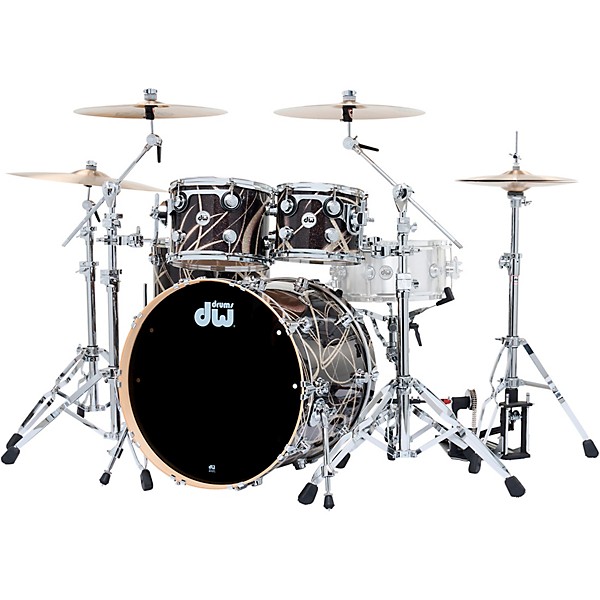 DW SSC Collectors Series 4-Piece Satin Oil Shell Pack With 22" Bass Drum Smoke Glass Contrail Finish Ply