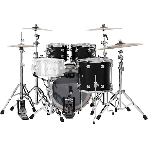 DW SSC Collectors Series 4-Piece Finish Ply Shell Pack With 22" Bass Drum Ebony Satin Oil