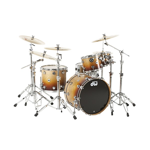DW Collector's Series 4-Piece Lacquer Specialty Shell Pack Cherry Wood to Burnt Toast Fade Chrome Hardware