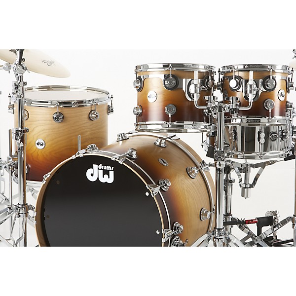 DW Collector's Series 4-Piece Lacquer Specialty Shell Pack Cherry Wood to Burnt Toast Fade Chrome Hardware