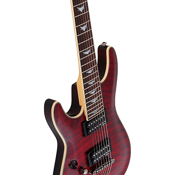 Open Box Schecter Guitar Research Omen Extreme-7 Left-Handed Electric Guitar Level 2 Black Cherry 888366054499