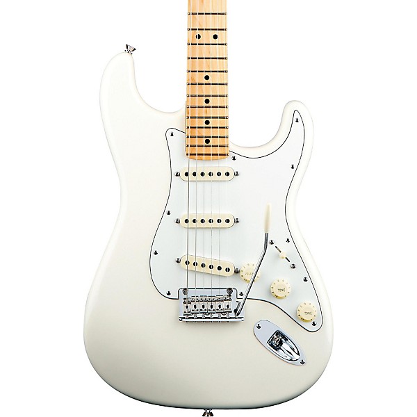 Fender American Standard Stratocaster Electric Guitar with Maple Fingerboard Olympic White Maple Fingerboard