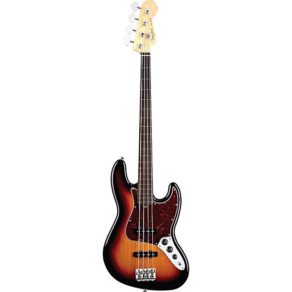 Open Box Fender American Standard Jazz Bass Fretless Level 1 3-Color Sunburst Rosewood Fingerboard