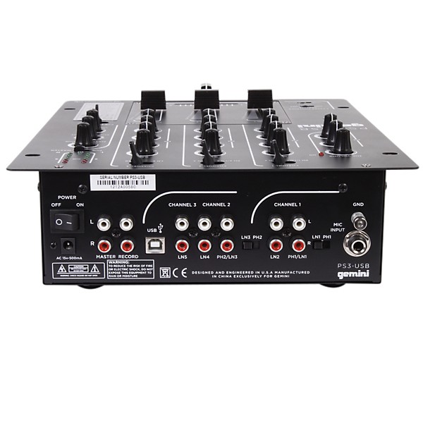 Gemini PS3-USB Professional 3-Channel Stereo DJ Mixer | Guitar Center