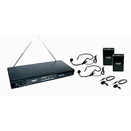 Gem Sound 2-Channel VHF Wireless System with 2 Headsets and 2 Lapel Mics AB