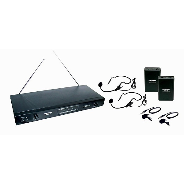Gem Sound 2-Channel VHF Wireless System with 2 Headsets and 2 Lapel Mics EF