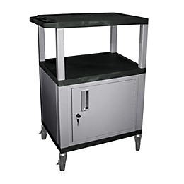 H. Wilson Tuffy Cart with Lockable Cabinet Black and Nickel Small