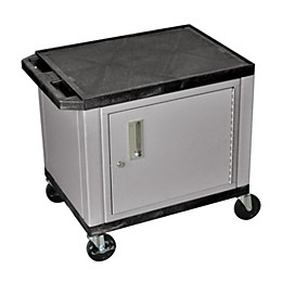 H. Wilson Adjustable-Height Tuffy Cart with Lockable Cabinet Black and Nickel Small-Large
