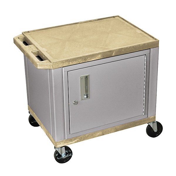H. Wilson Adjustable-Height Tuffy Cart with Lockable Cabinet Tan and Nickel Small-Large