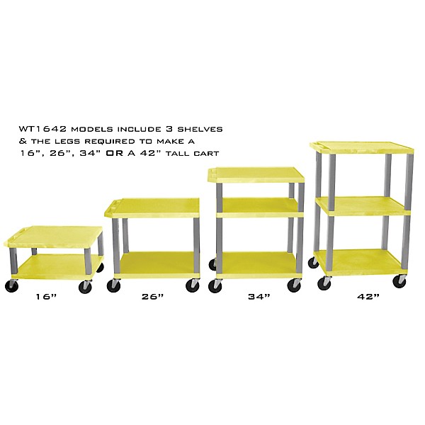 H. Wilson Adjustable-Height Open Shelf Tuffy Cart Yellow and Nickel Small-Large