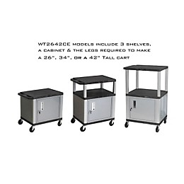 H. Wilson Tuffy Cart with Lockable Cabinet Black and Nickel Small