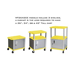 H. Wilson Tuffy Cart with Lockable Cabinet Yellow and Nickel Small