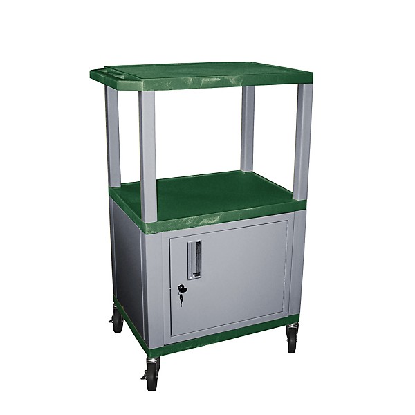 H. Wilson Tuffy Cart with Lockable Cabinet Hunter Green and Nickel Small