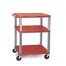 H. Wilson Open Shelf Tuffy Cart Red and Nickel Small