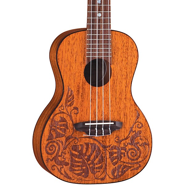 Luna Mo Mah Concert Ukulele Mahogany Lizard Design