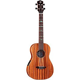 Luna Baritone Zebra Acoustic-Electric Ukulele Natural High Tide Design