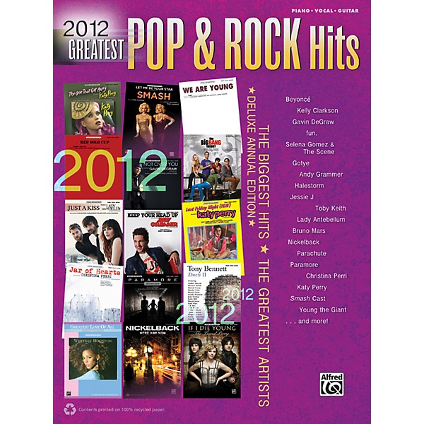Alfred 2012 Greatest Pop & Rock Hits PVC Book
