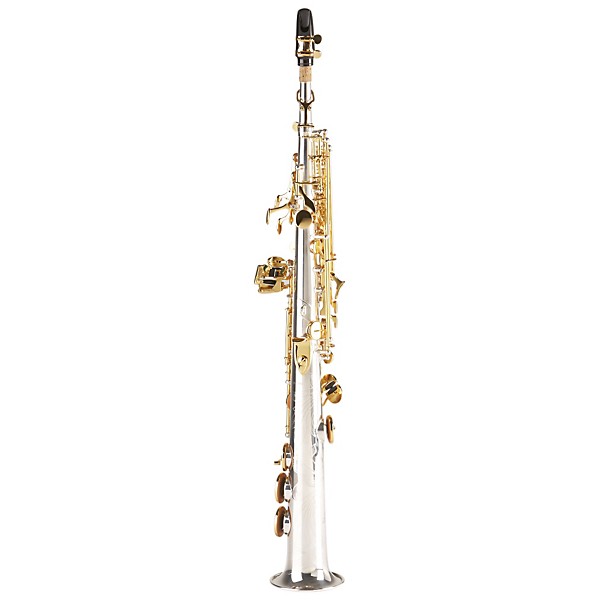 Antigua Winds SS4290 Power Bell Series Professional Bb Soprano Saxophone Silver Plated Body Gold plated keys