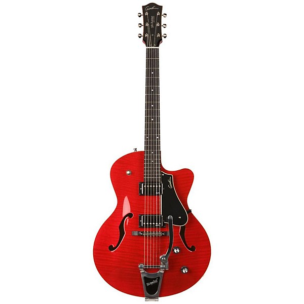 Open Box Godin 5th Avenue Uptown GT Guitar with Bigsby Level 2 Transparent Red Flame 190839252067