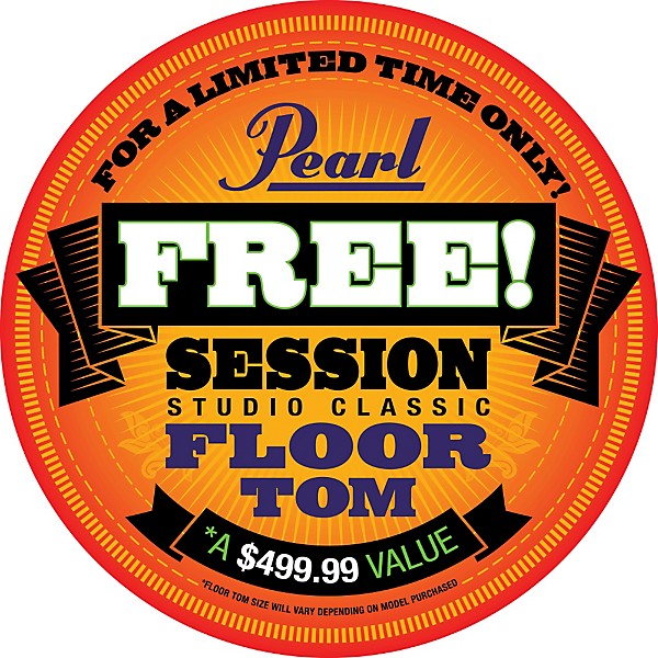 Pearl Session Studio Classic 4-Piece Shell Pack with Free 14" Floor Tom Lacquer Platinum Mist with Chrome Hardware