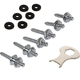 Loxx Guitar Strap Lock Screw Set Chrome (6-Pack) Chrome