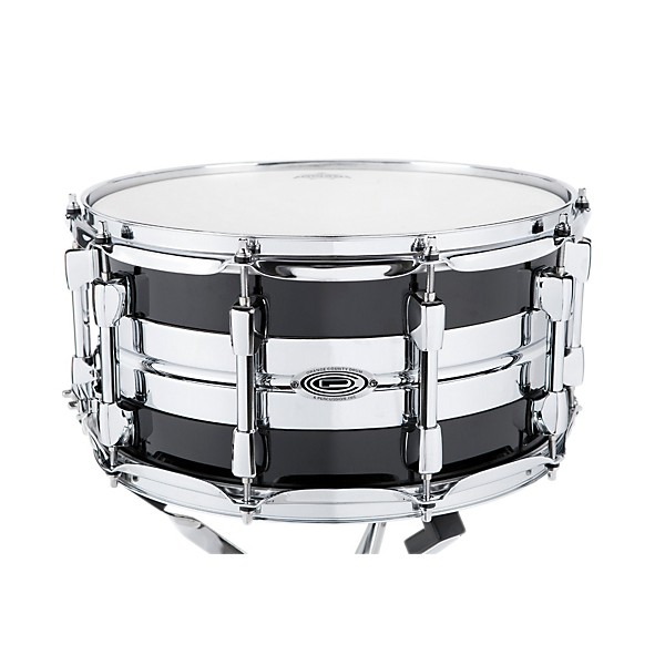Open Box Orange County Drum & Percussion Hybrid Maple Steel Snare Drum Level 1 Piano Black 7x14
