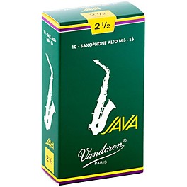 Vandoren JAVA Alto Saxophone Reeds Strength - 2.5, Box of 10 Vandoren JAVA Alto Saxophone Reeds Strength - 2.5, Box of 10