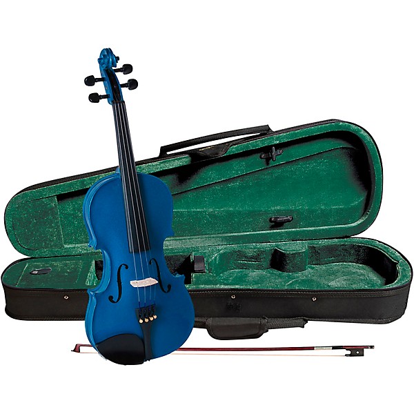 Open Box Cremona SV-75BU Premier Novice Series Sparkling Blue Violin Outfit Level 2 1/4 Outfit 190839134516